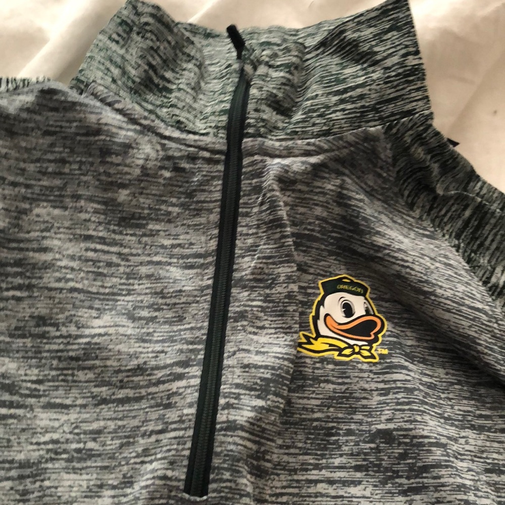 University of Oregon athletic light v neck jacket